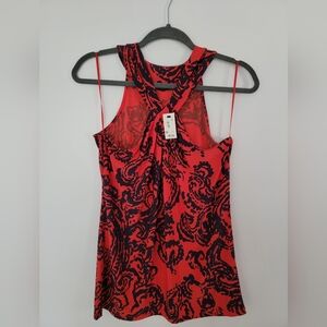 NWT The Limited orange and navy printed top
